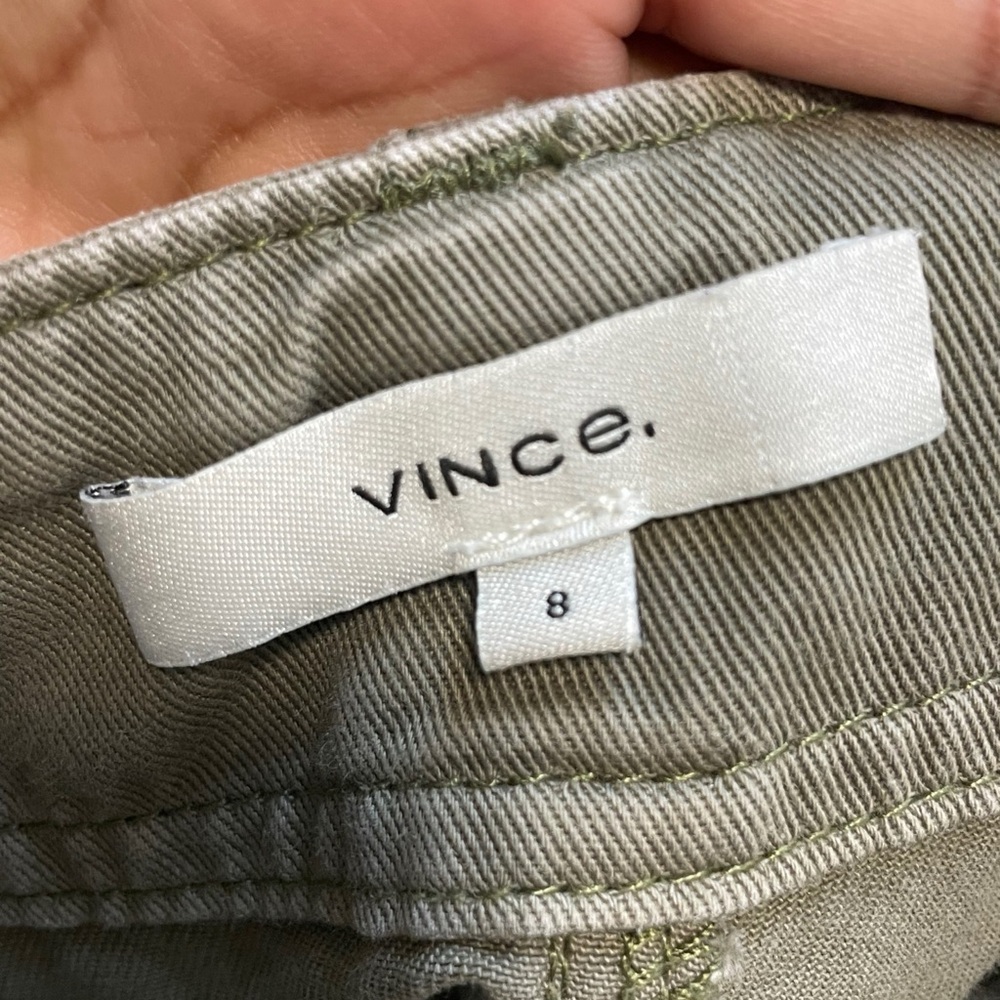 Vince Olive Green Utility Pants Size 8 Cropped Twill Minimalist Casual Luxe - Picture 4 of 5